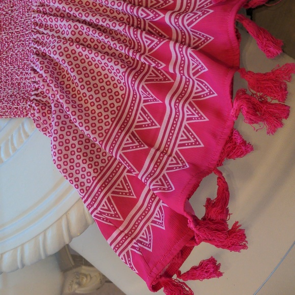 CEZELE  Pink Geometric Bohemian Summer Midi Dress Small - Picture 8 of 17